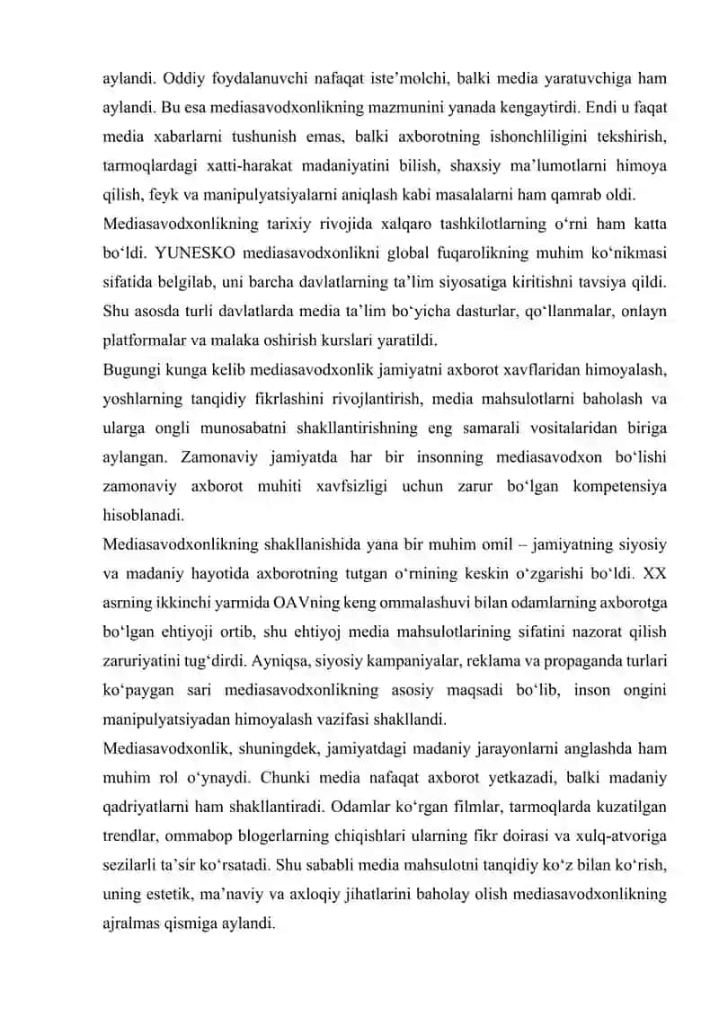 Mediasavodxonlik va axborot madaniyatining fan sifatida shakillanish tarixi 4