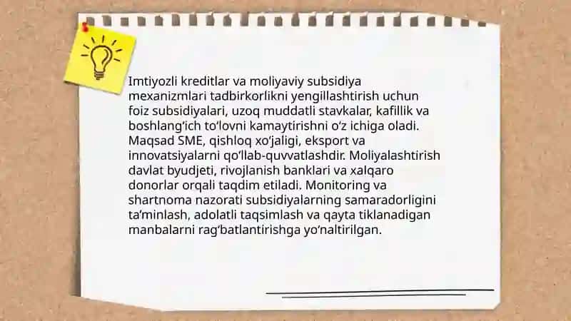 O‘zbekistonda tadbirkorlikni davlat tomonidan qo‘llab-quvvatlash mexanizmlari 4