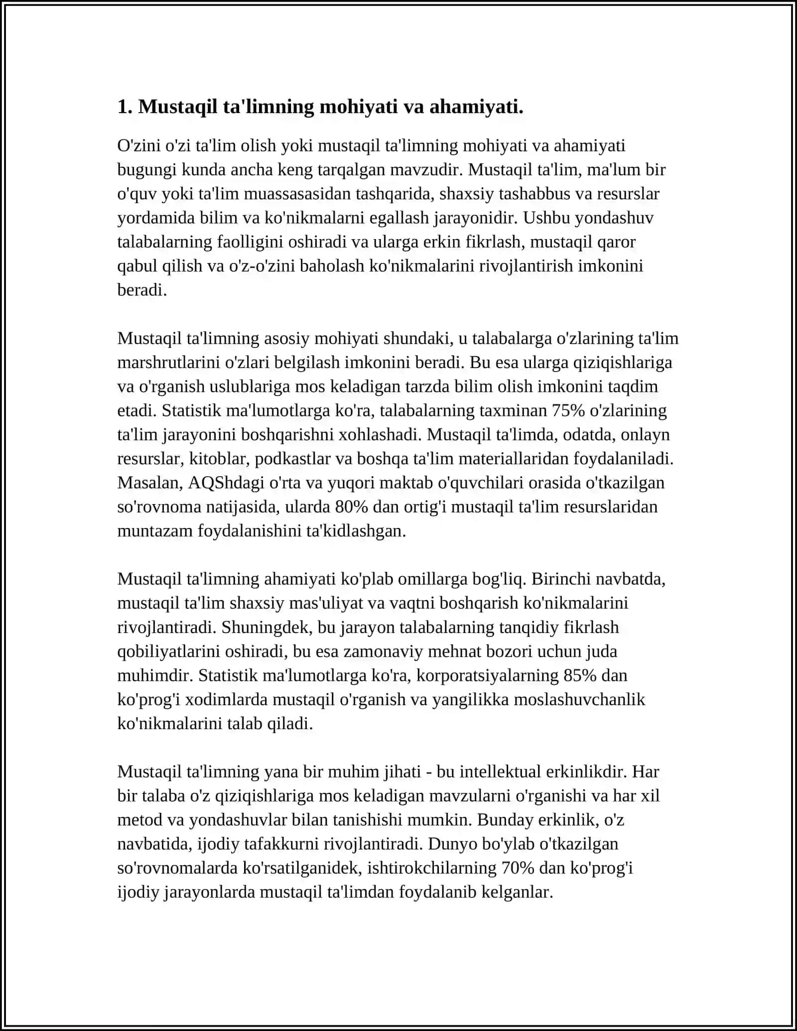 O‘QITISHDA MUSTAQIL TA’LIM VA AMALIY MASHG‘ULOTLARINING O‘TKAZISH METODIKASI 4