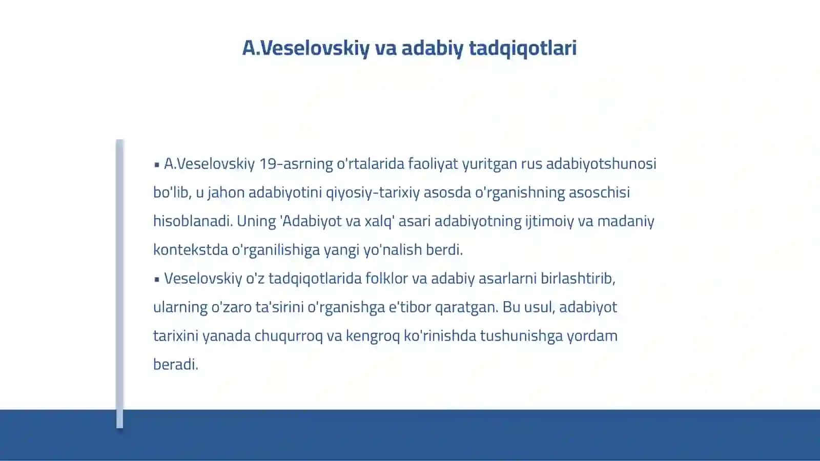 Jahon adabiyotini qiyosiy -tarixiy oʻrganish va A.Veselovskiy tadqiqotlari 4