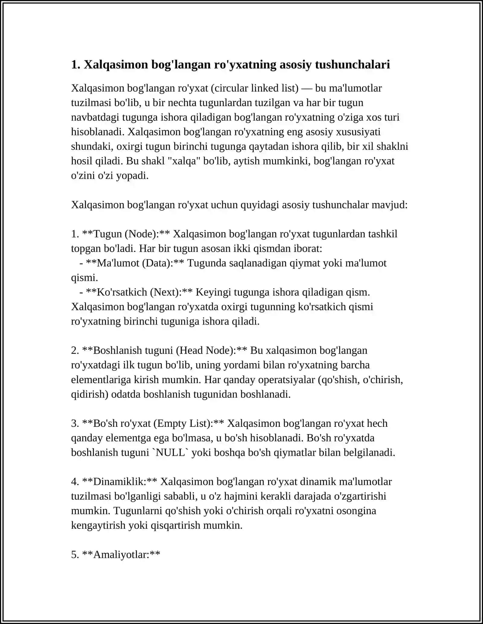Xalqasimon Bog'langan Ro'yxatlar 4