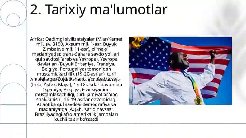 Afrika va Amerika qit'asining o'xshashliklari,farqlari 4