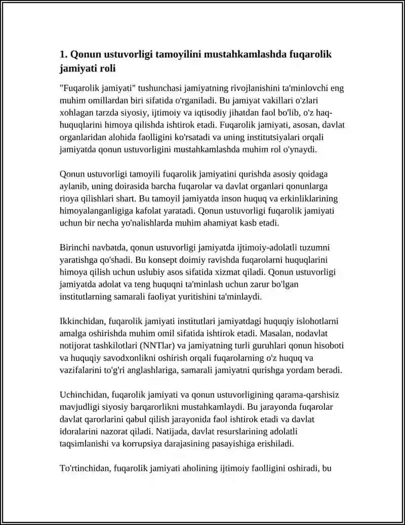 Qonun ustuvorligi tamoyilini mustahkamlashda fuqarolik jamiyati roli 4