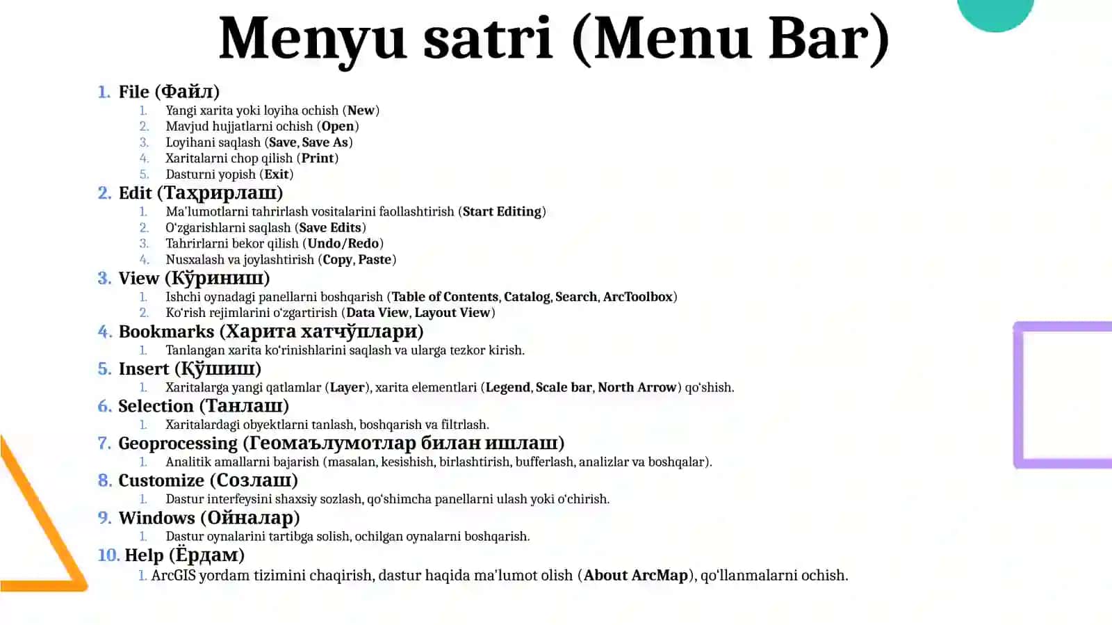 ArcGIS dasturi va uning asosiy funksiyalari 4