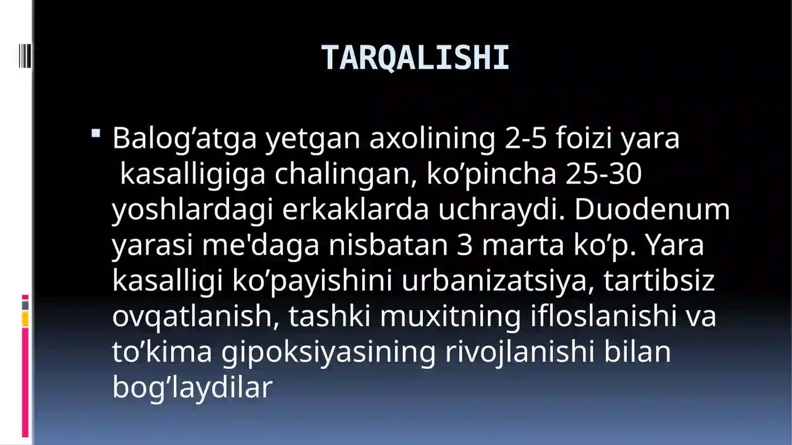 ME'DA VA O`N IKKI BARMOQLI ICHAK YARA KASALLIGI 4