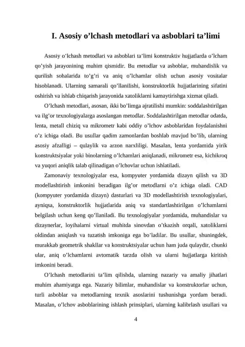 ISHCHI CHIZMALARGA O’LCHAMLAR QO’YISHNI O’RGANISH 4