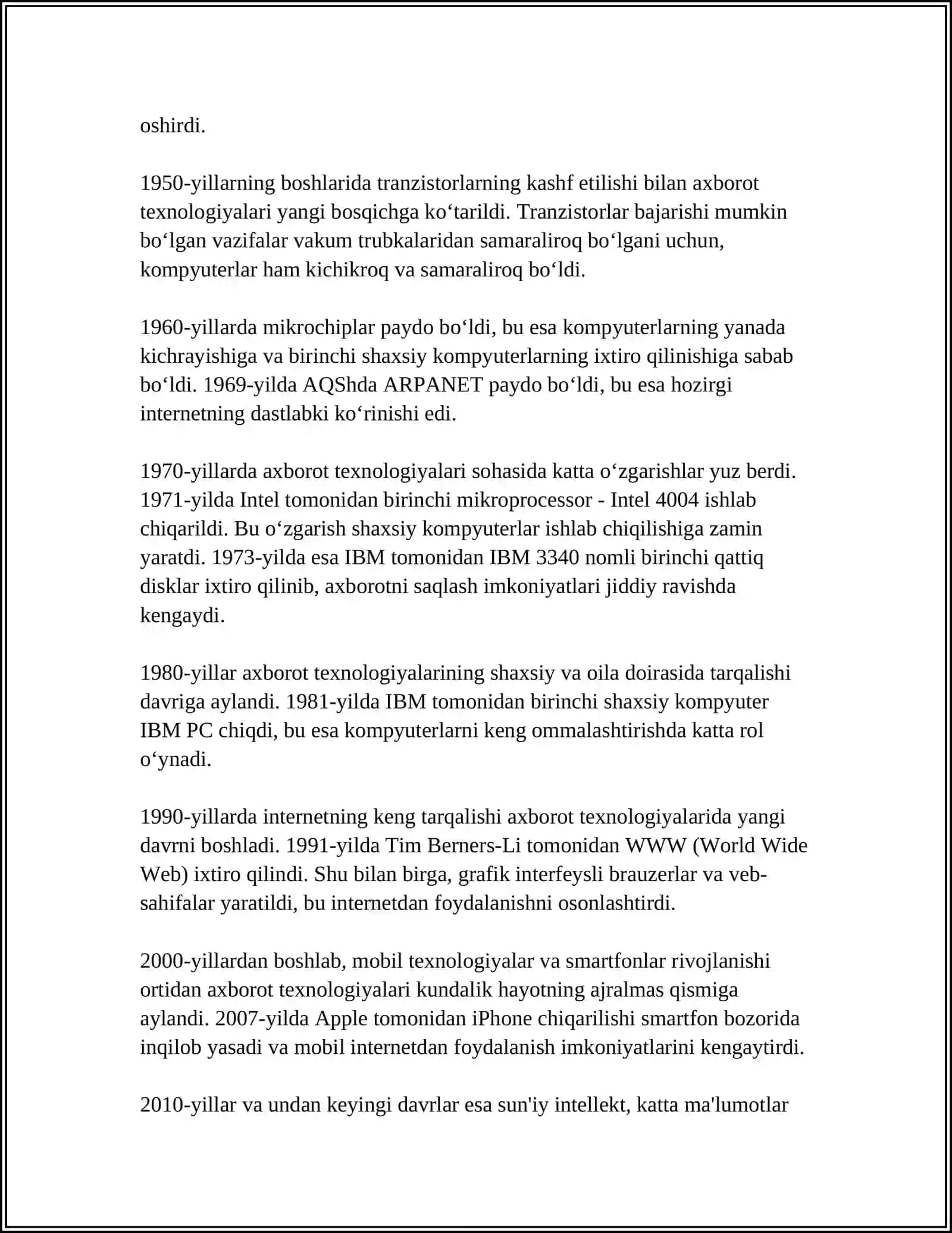 AXBOROT TEXNOLOGIYALARI EVOLUTSIYASI 4