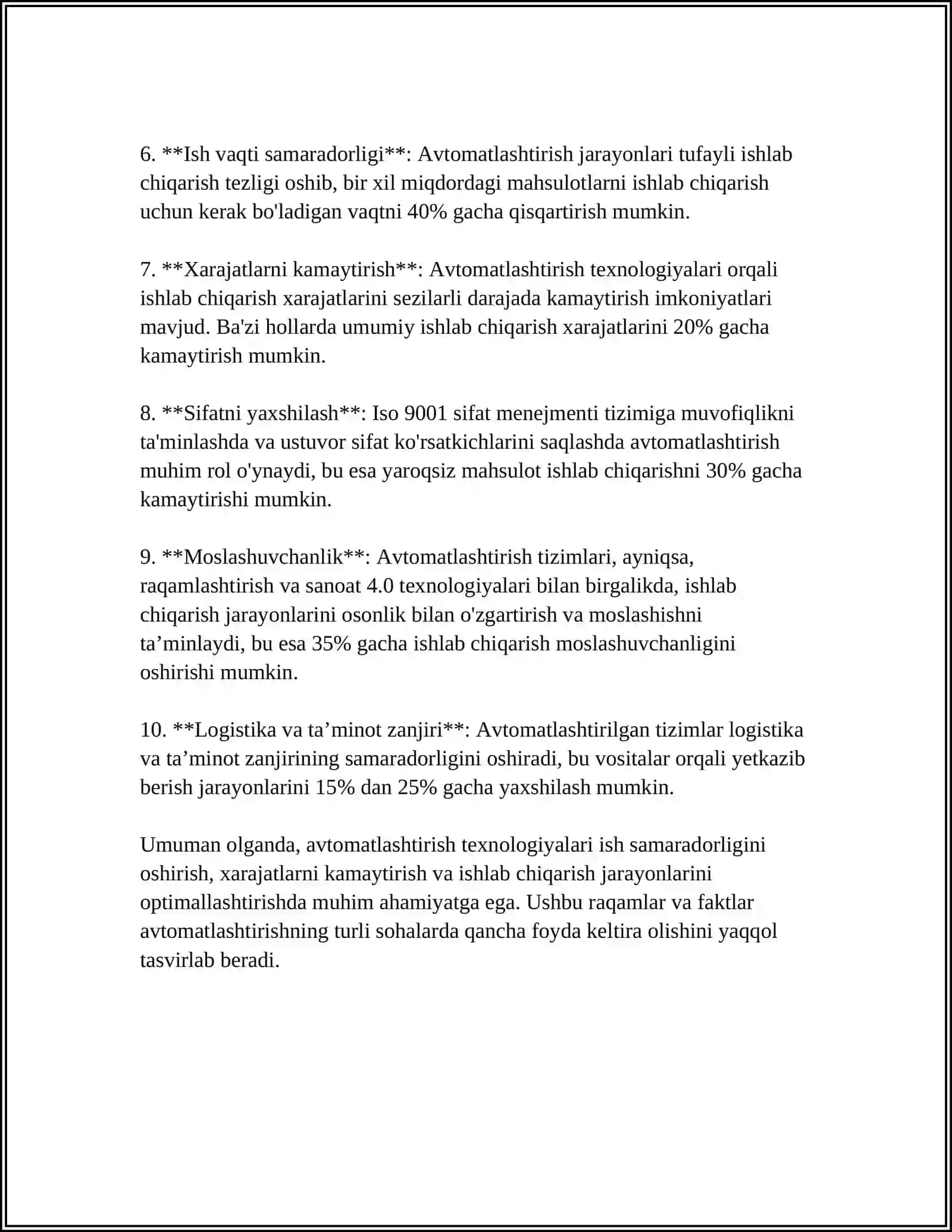 AVTOMATLASHTIRISHDA QO'LLANILADIGAN DASTURLARNING AFZALLIKLARI VA KAMCHILIKLARI 4