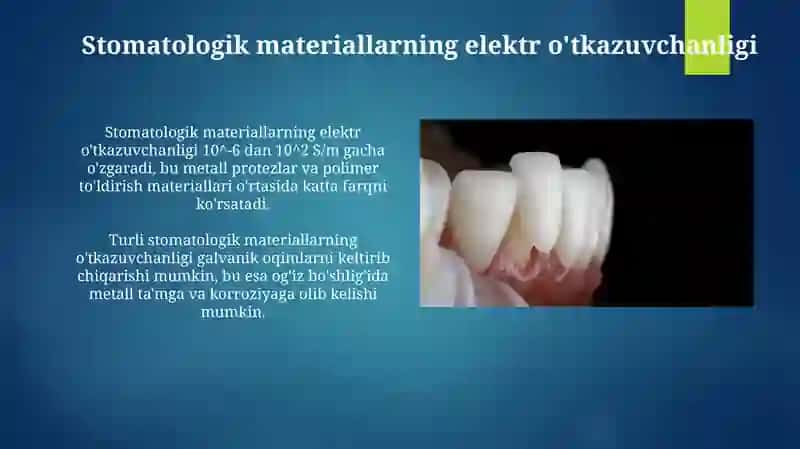 Elektr o'tkazuvchanlik va uning Stomatologiyada ahamiyati 4