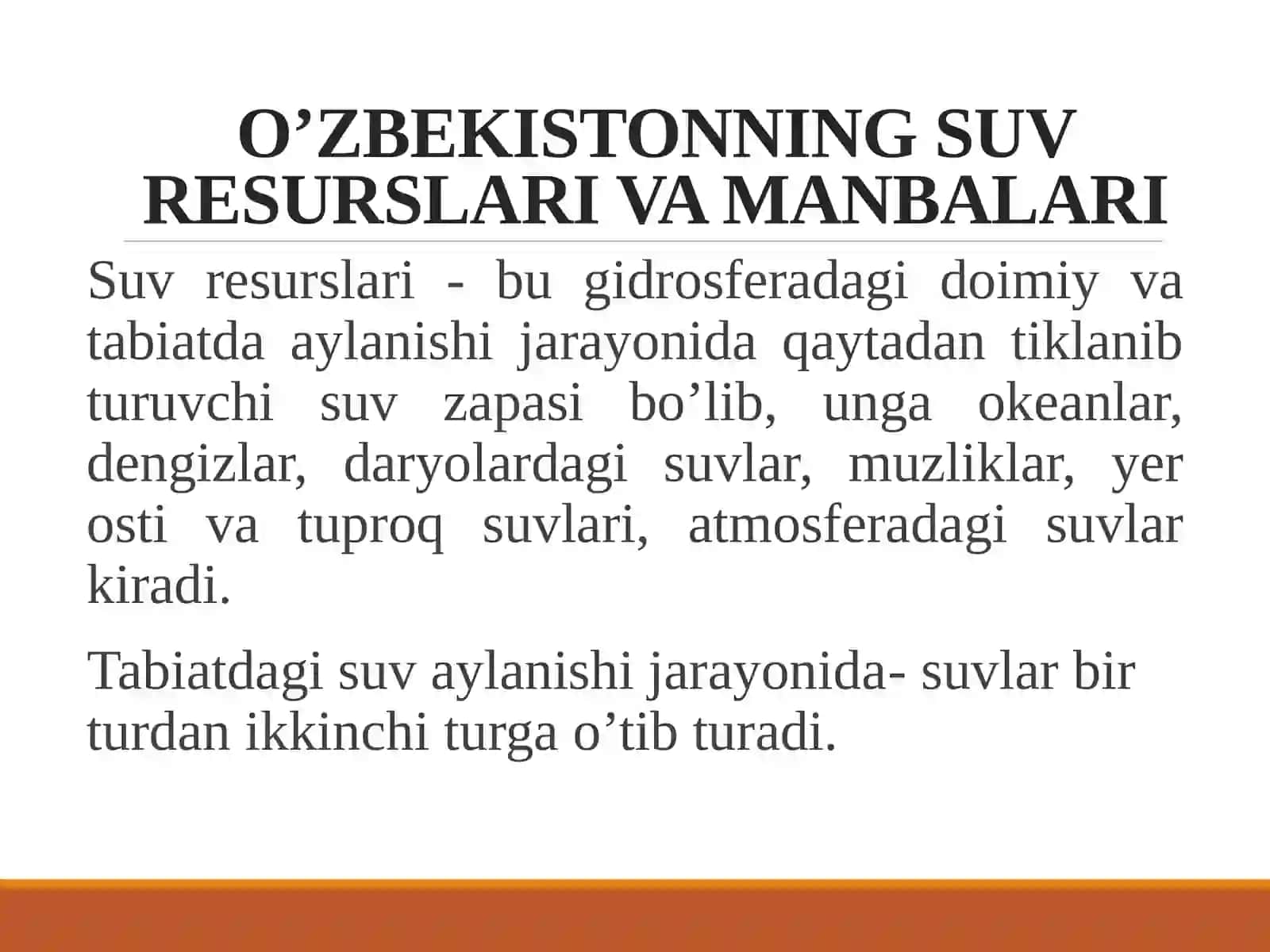 O‘zbekistonning suv resurslari va suv manbalari 4