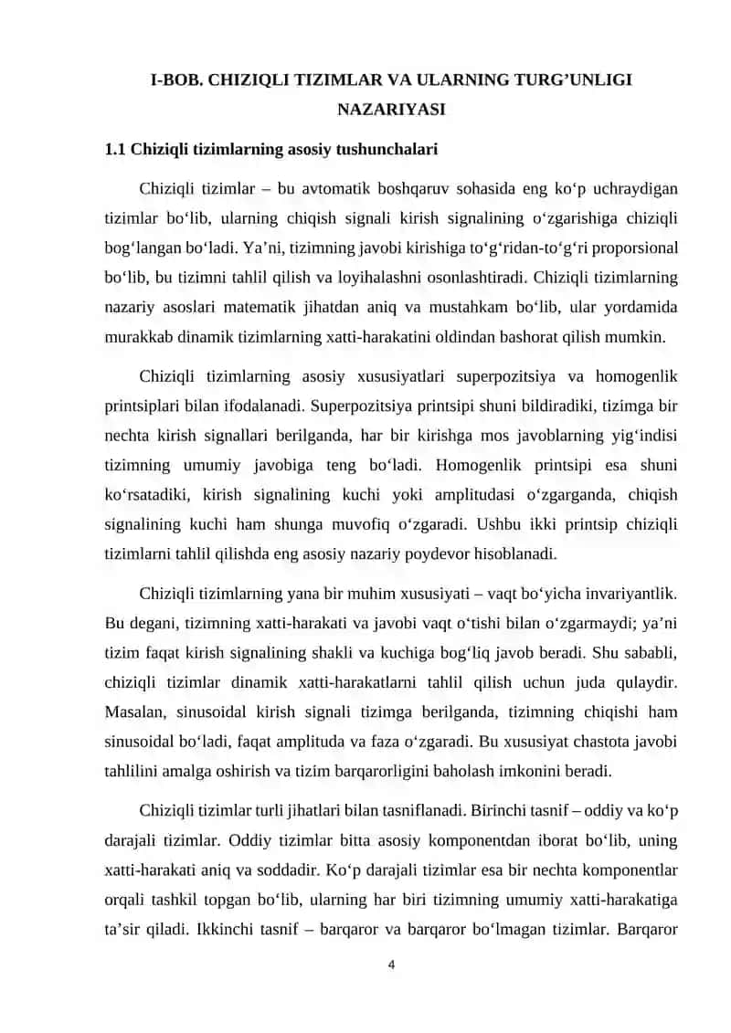 Nyquist diagrammasi yordamida chiziqli tizim turg'unligini tahlil qilish 4