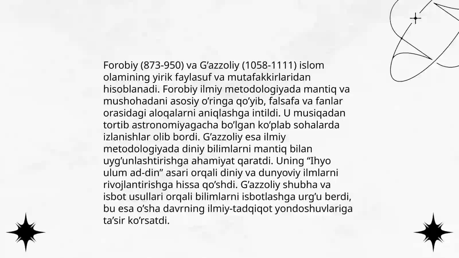 Abu Nasr Farobiy va G’azzoliyning falsafa ilmiga oid qarashlari 4