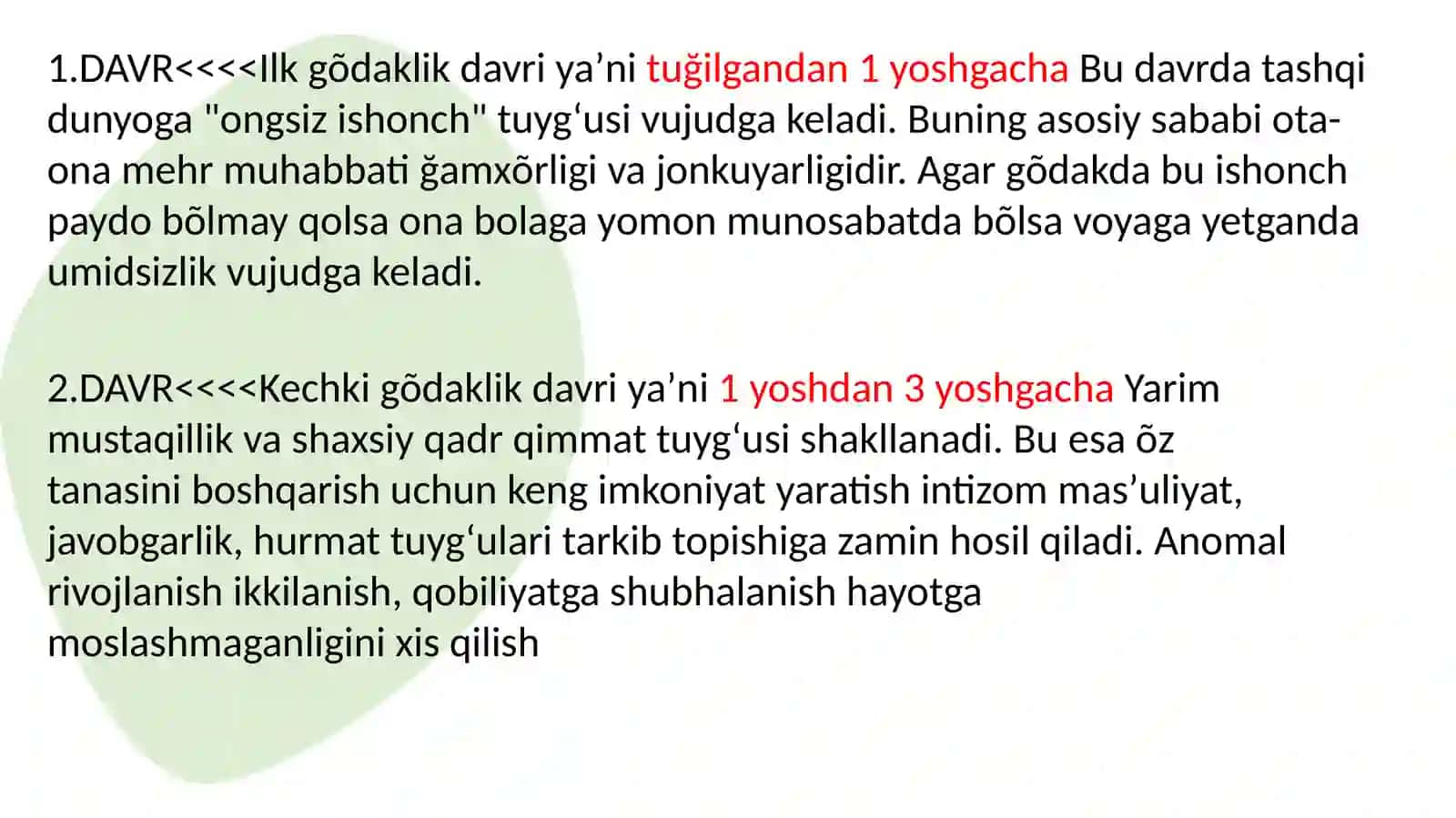 RIVOJLANISH PSIXOLOGIYASIDA DAVRLASHTIRISH MUAMMOSI 4