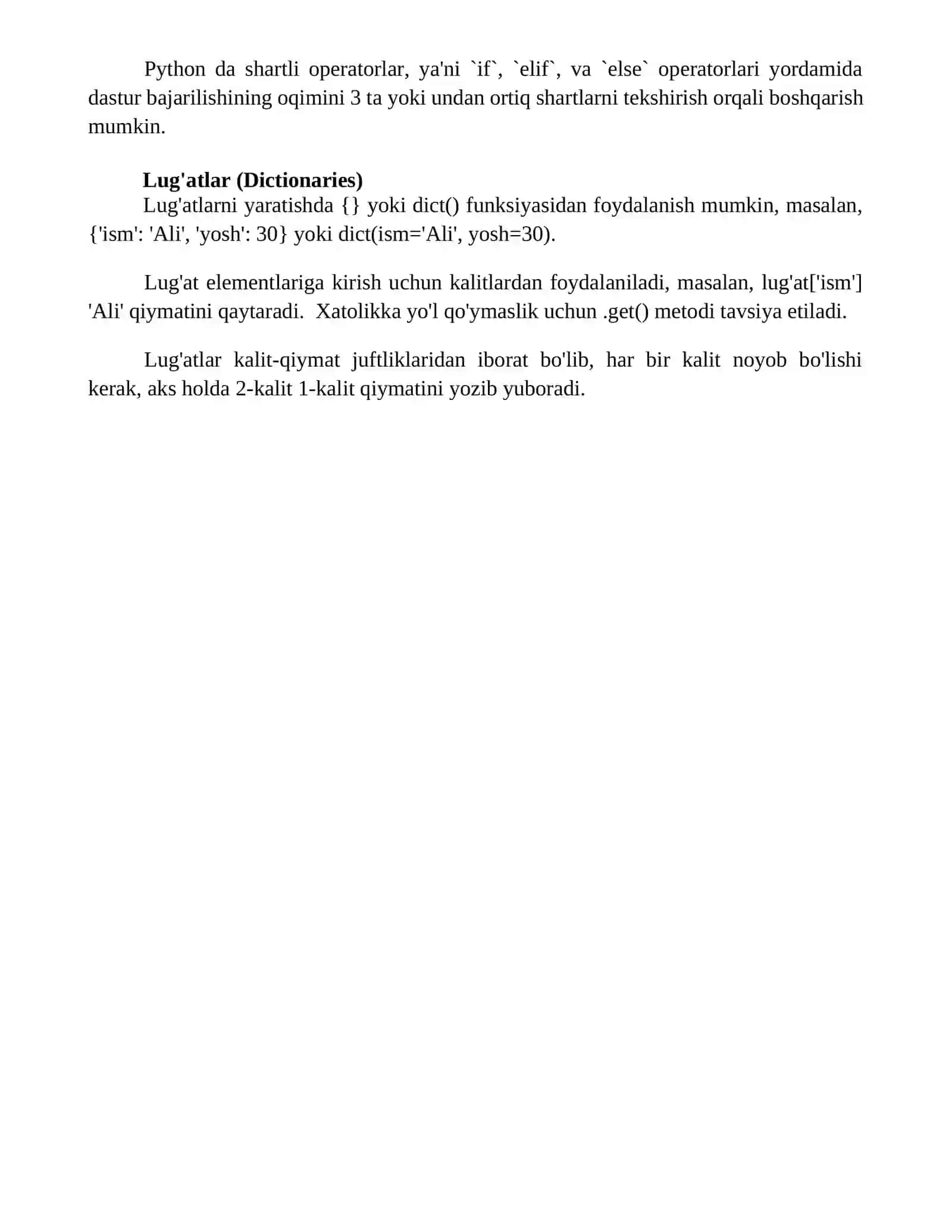 Boshlang'ich phyton mavzulari 4