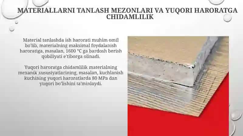 Issiqlikdan himoya qiluvchi materiallarga qo'yiladigan talablar va asosiy xususiyatlari 4