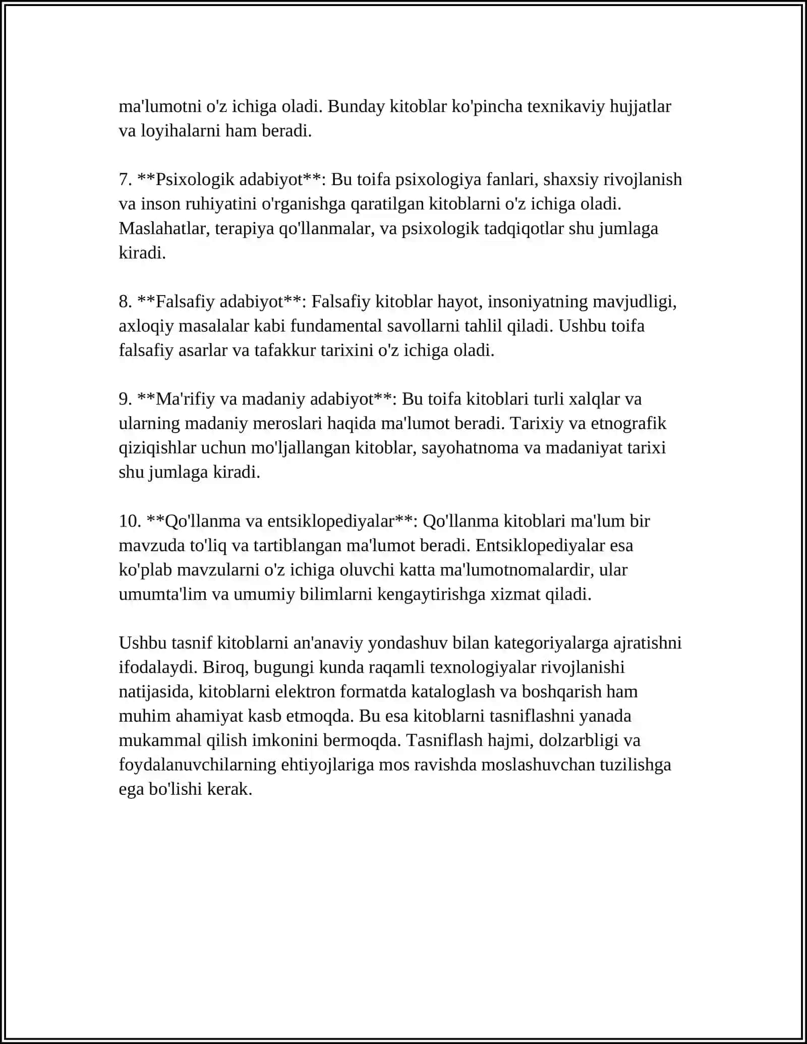 TO'PLAMLARNI SINFLARGA AJRATISHGA OID MISOLLAR 4