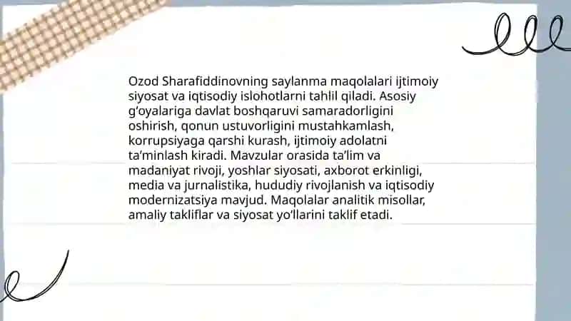 Ozod Sharafiddinovning Saylanma maqolasi asosida 4