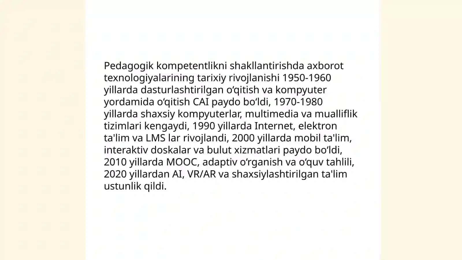 Pedagogik kompetentlikni shakllantirishda axborot texnologiyasi tushunchasi va klassifikatsiyasi 4