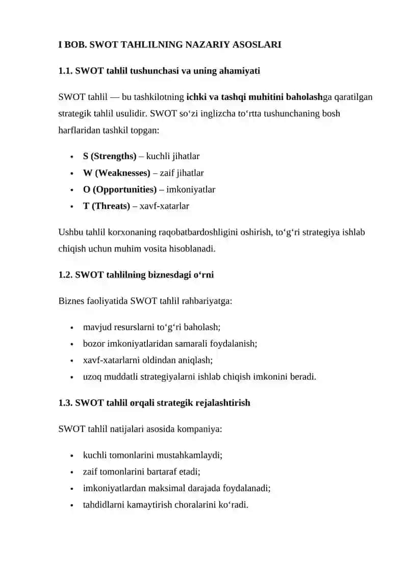 OQTEPA LAVASH FAST-FOOD TARMOQINING SWOT TAHLILI 4