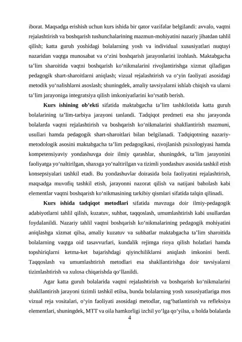 Katta guruh bolalarida vaqtni rejalashtirish va boshqarish ko‘nikmalarini shakllantirish 4