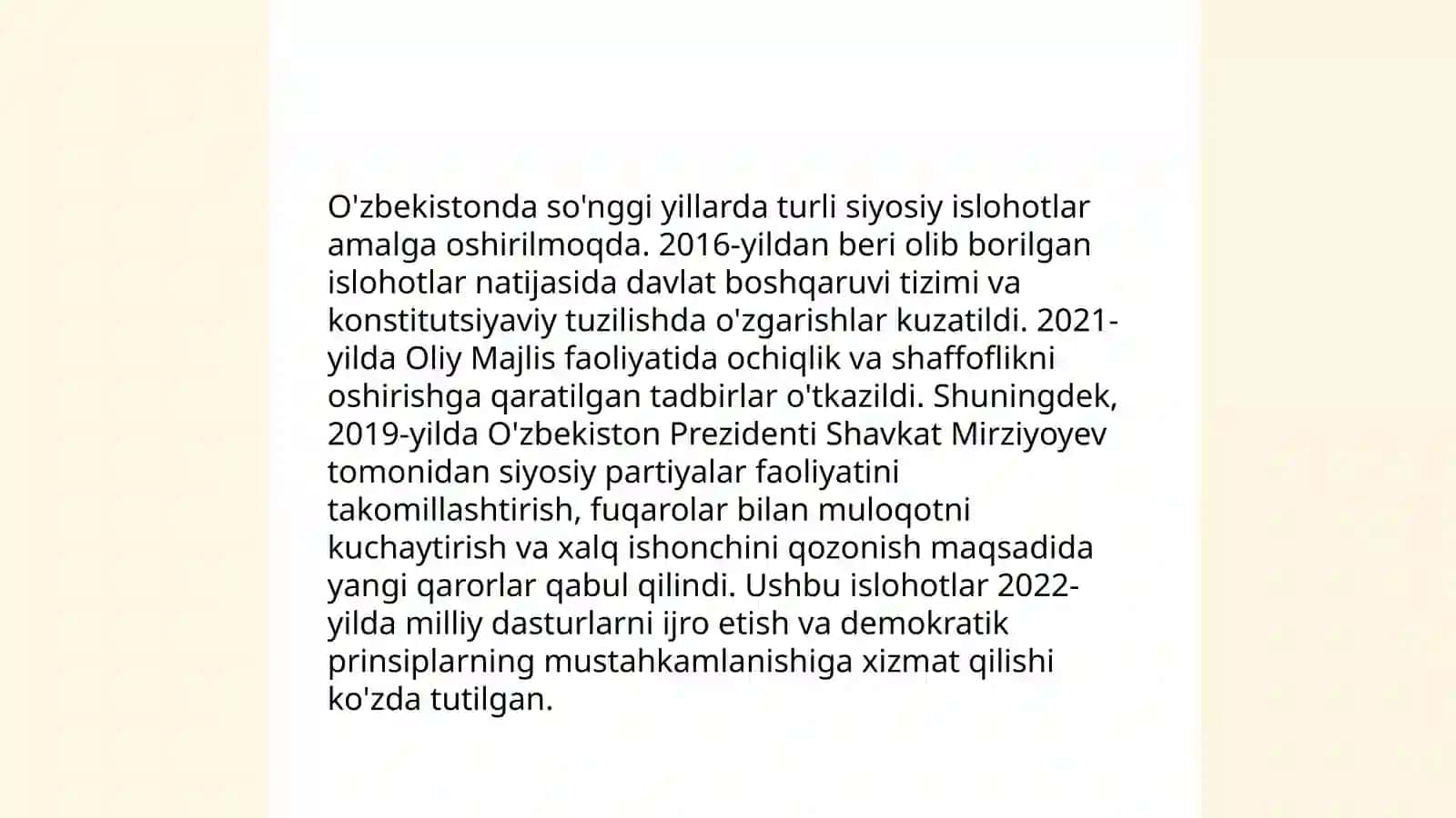 Qayta qurish yillarida O'zbekistondagi ijtimoiy-siyosiy vaziyat 4