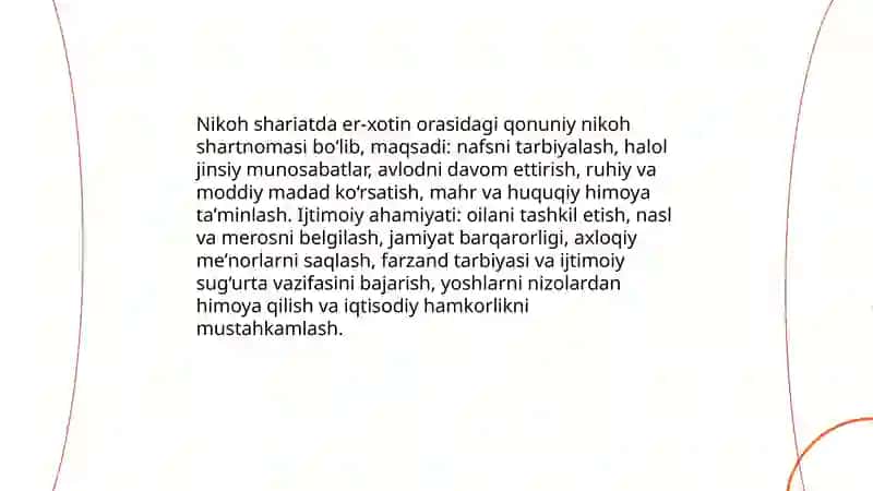 Islom huquqshunosligida oila, nikoh, taloq, idda, zihor tushunchalari 4