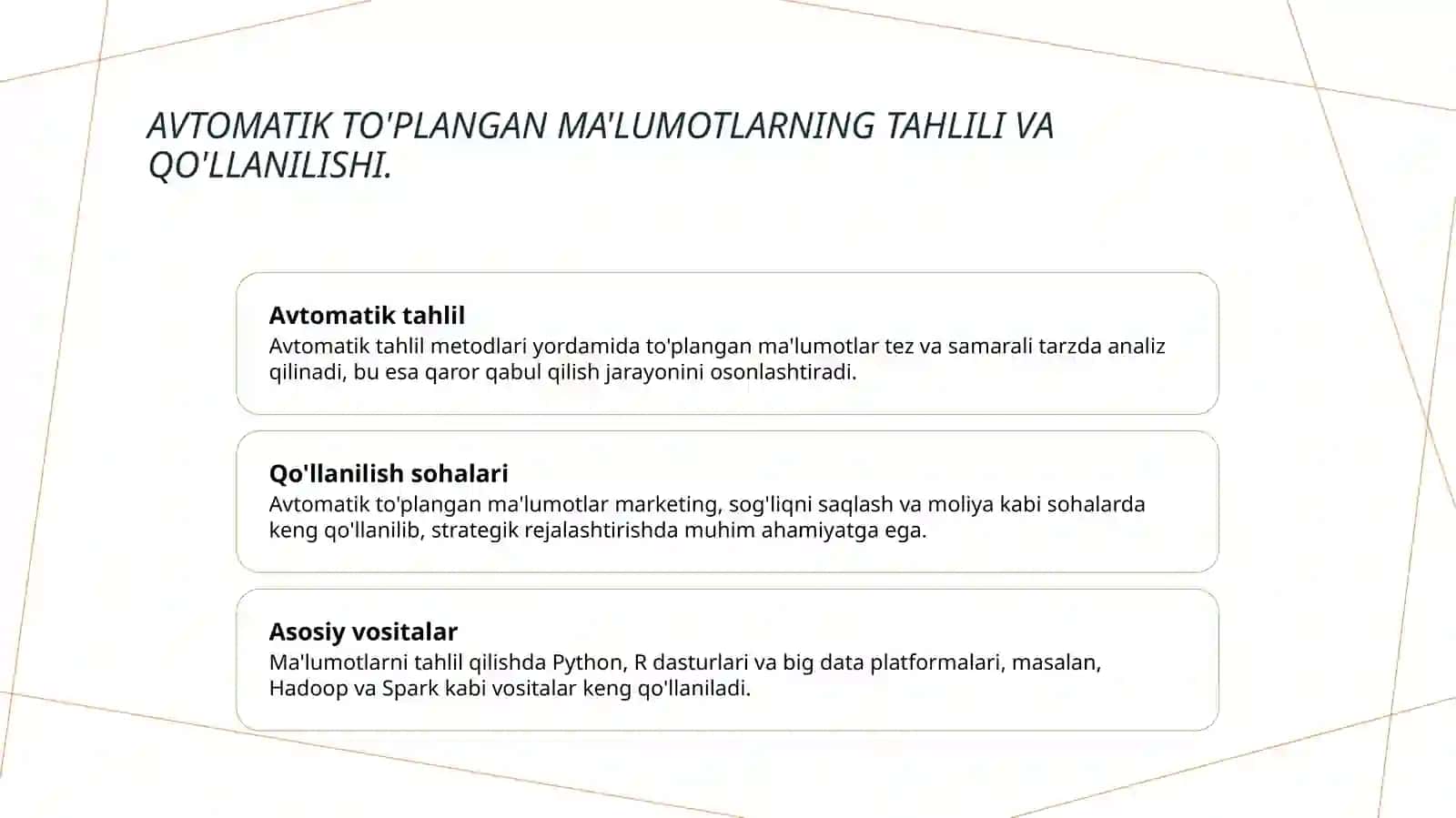 Ma'lumot qidirish (data mining) uchun avtomatik ma'lumotlarni tõplash metodlari 4