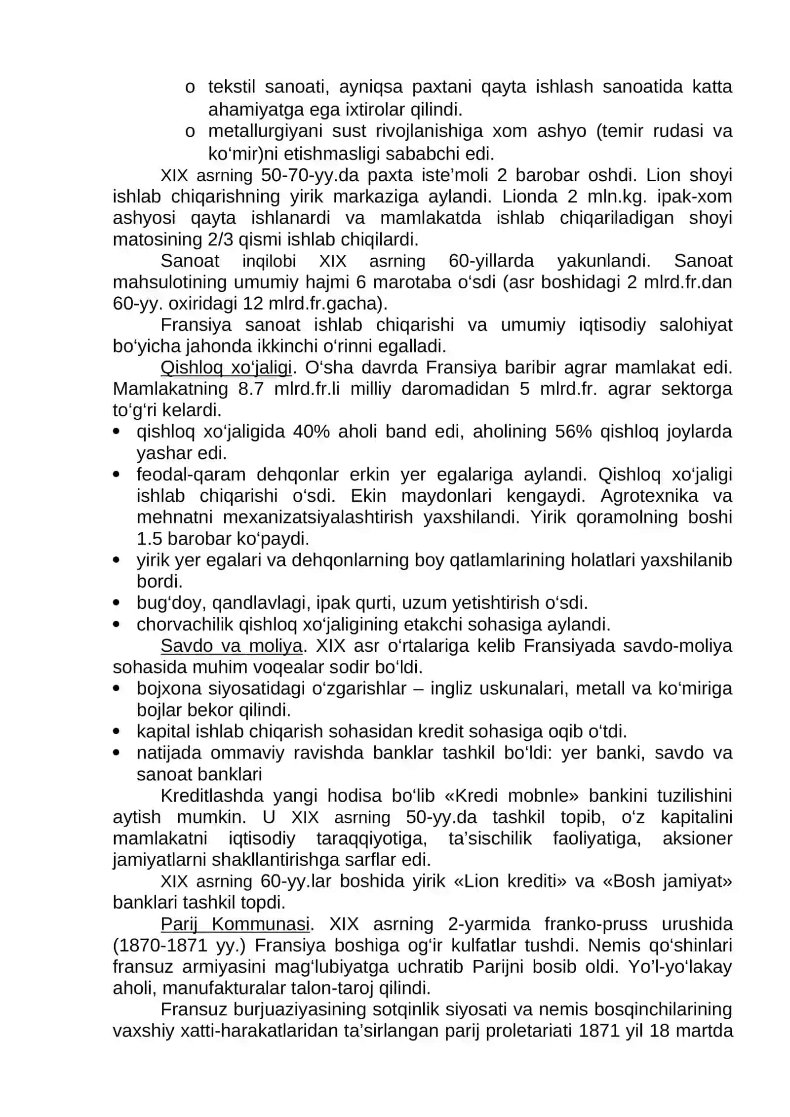 INDUSTRIAL SIVILIZATSIYANING SHAKLLANISHI DAVRIDA YEVROPANING IQTISODIY TARAQQIYOTI (XIX asr) 4