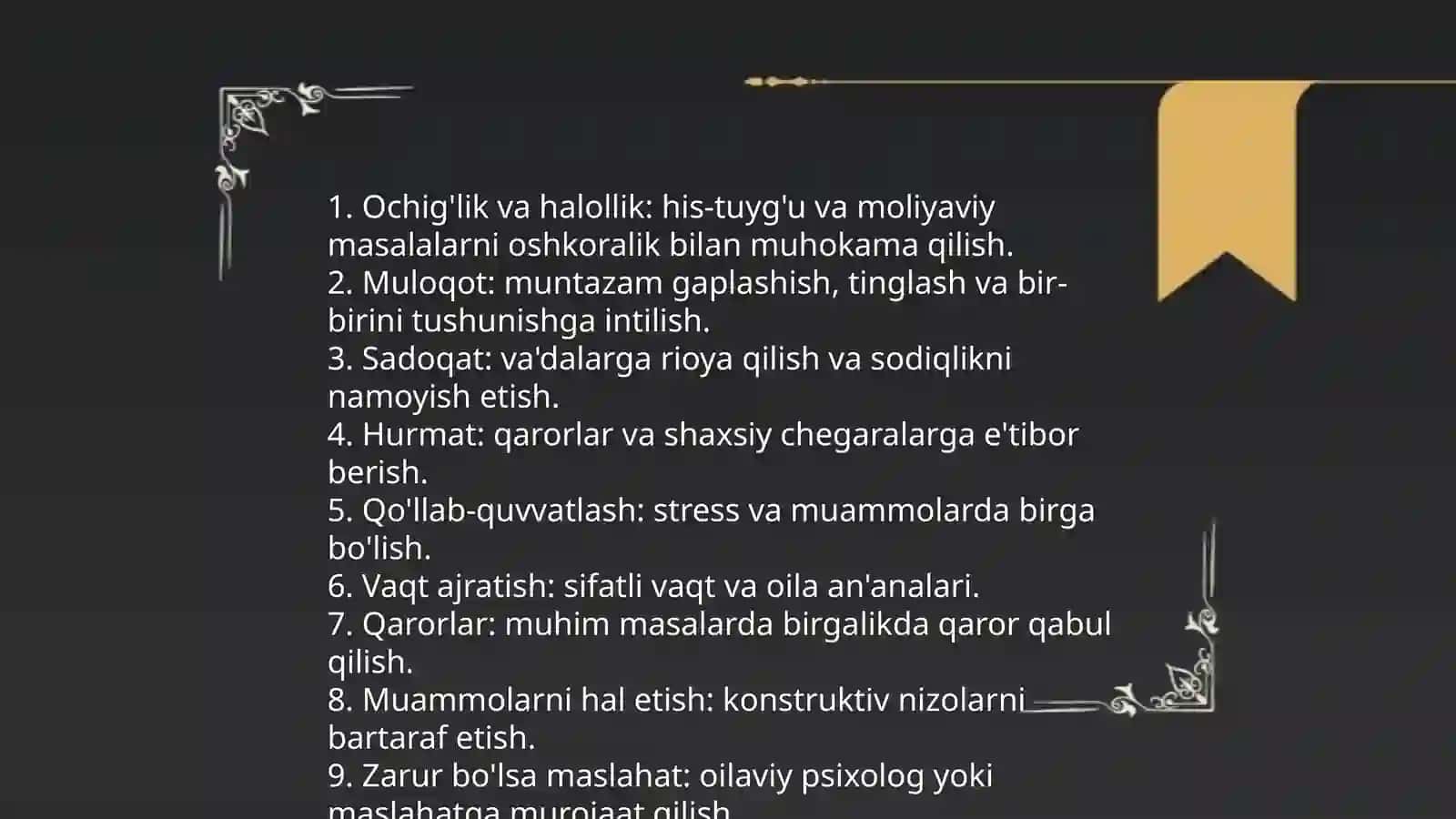 Yosh oilada ozaro munosabatlarning oziga hosligi 4