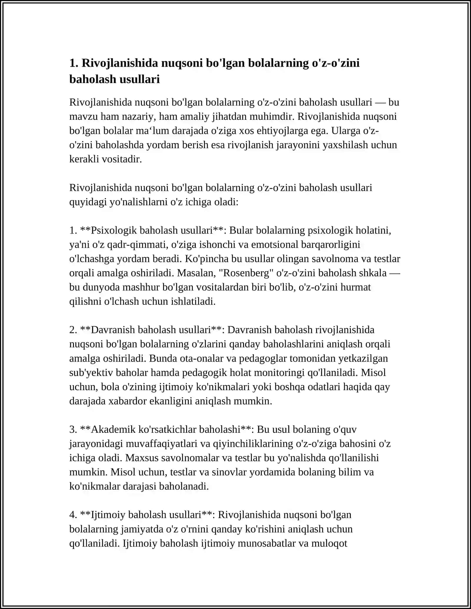 Rivojlanishida Nuqsoni Boʻlgan Bolalarning Oʻz-Oʻzini Baxolash Xususiyatlarini Tekshirish 4