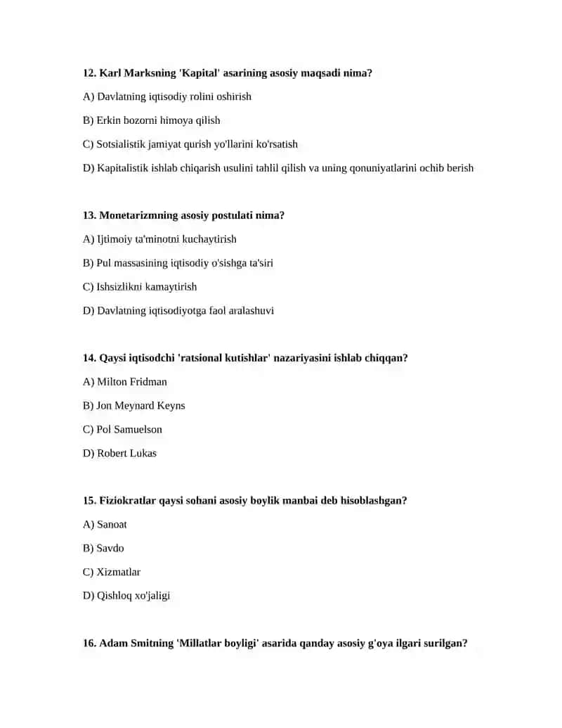 Iqtisodiy talimot tarixi fanidan 4