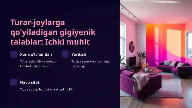 Zamonaviy turar-joylar va shaharlardagi yashash mavzelariga gigiyenik talablar 4