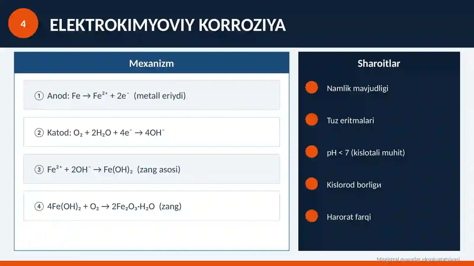 Magistral quvurlar ekspluatatsiyasi — Ichki korroziya va sabablari (Tayyor PPTX) 4