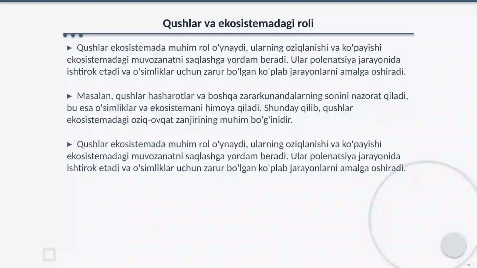 Qushlar bizning do'stimiz 4
