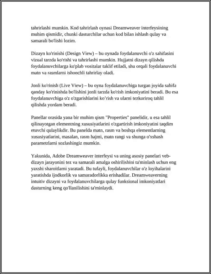 ADOBE DREAMWEAVER DASTURI:VEB-SAYTLARNI YARATISH, HTML, CSS VA JAVASCRIPT BILAN ISHLASH 4