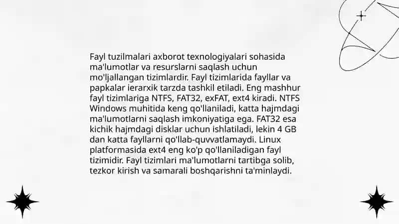 Fayl tizimlari va tuzilmalari 4