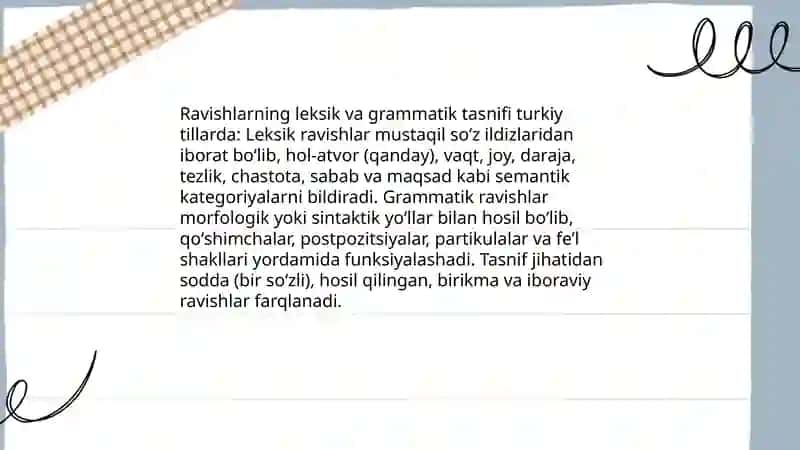 Turkiy tilda ravish soʻz turkumi 4
