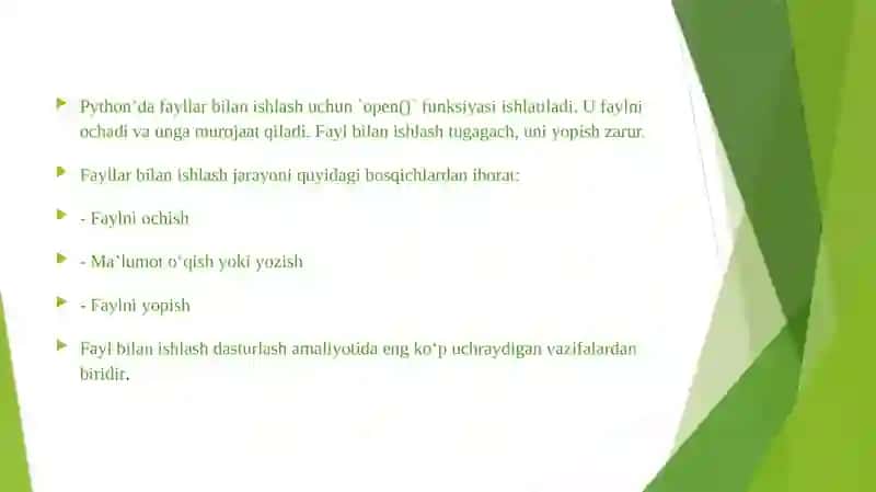Python dasturlash tilida fayllar bilan ishlash 4