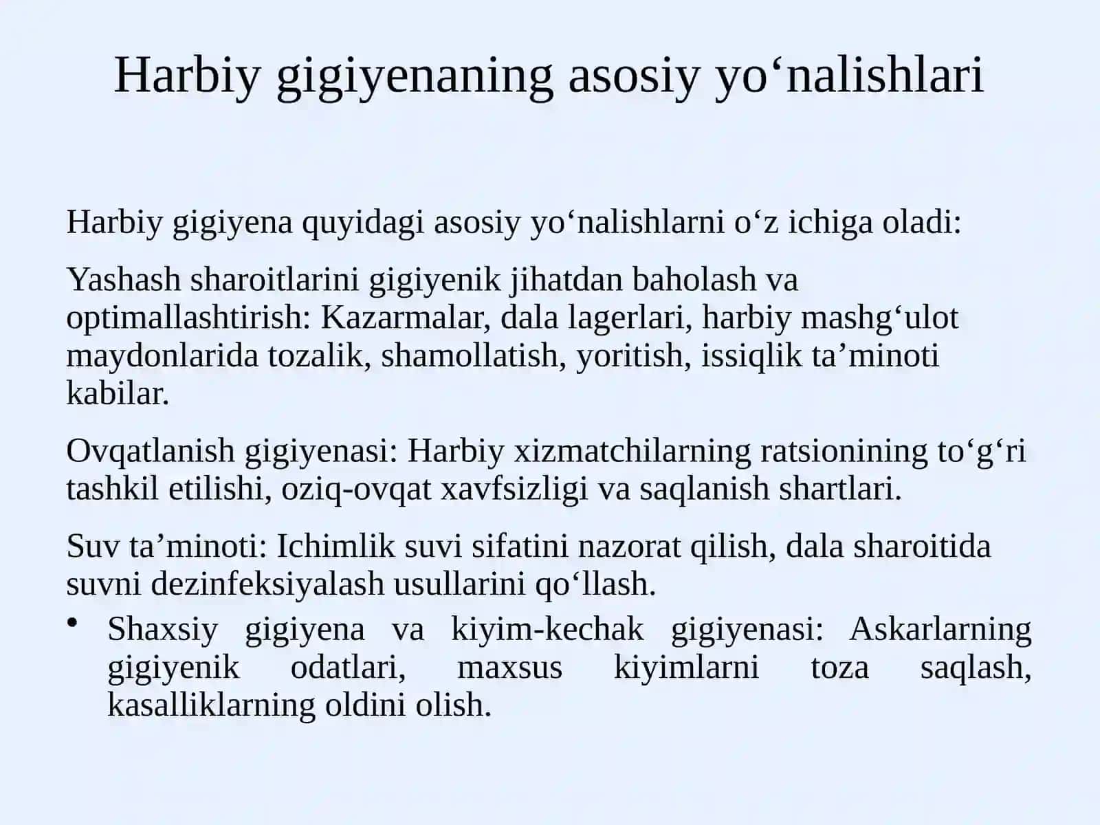 Harbiy gigiyenaning rivojlanish tarixi,Oʻzbekistondaharbiy gigiyenaning shakllanishi va rivojlanishi 4