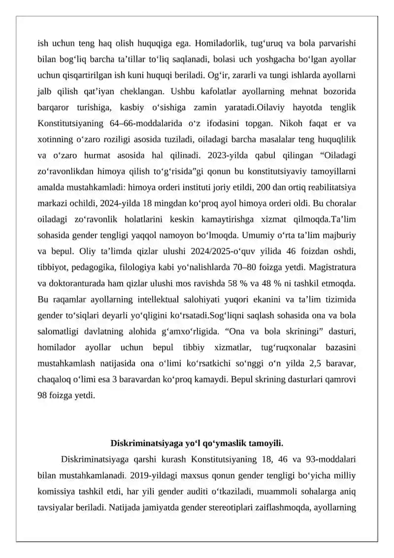 Ayollar huquqini ta’minlash bo‘yicha milliy qonunchilik 4