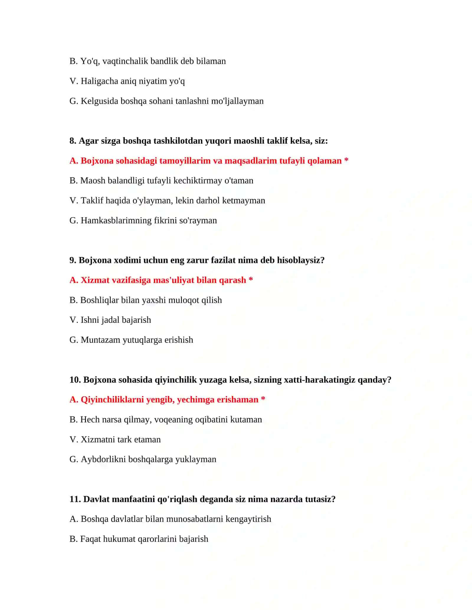 PSIXOTESTLAR: SUHBATGA TAYYORLANISH UCHUN TO'LIQ TO'PLAM 4
