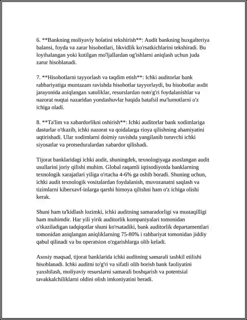 TIJORAT BANKLARIDA ICHKI VA TASHQI AUDITIDA AUDITORLIK DALILLARINING TURLARI 4