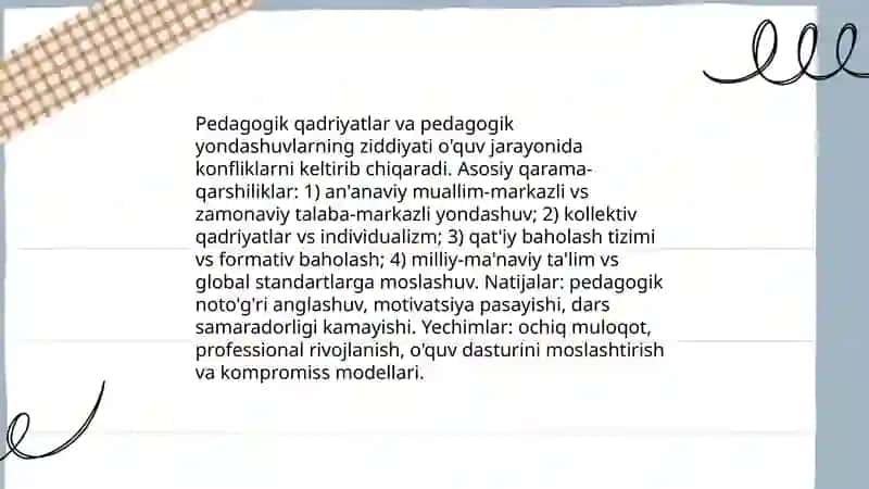 Pedagogik konfliktlarning asosiy manbalari 4