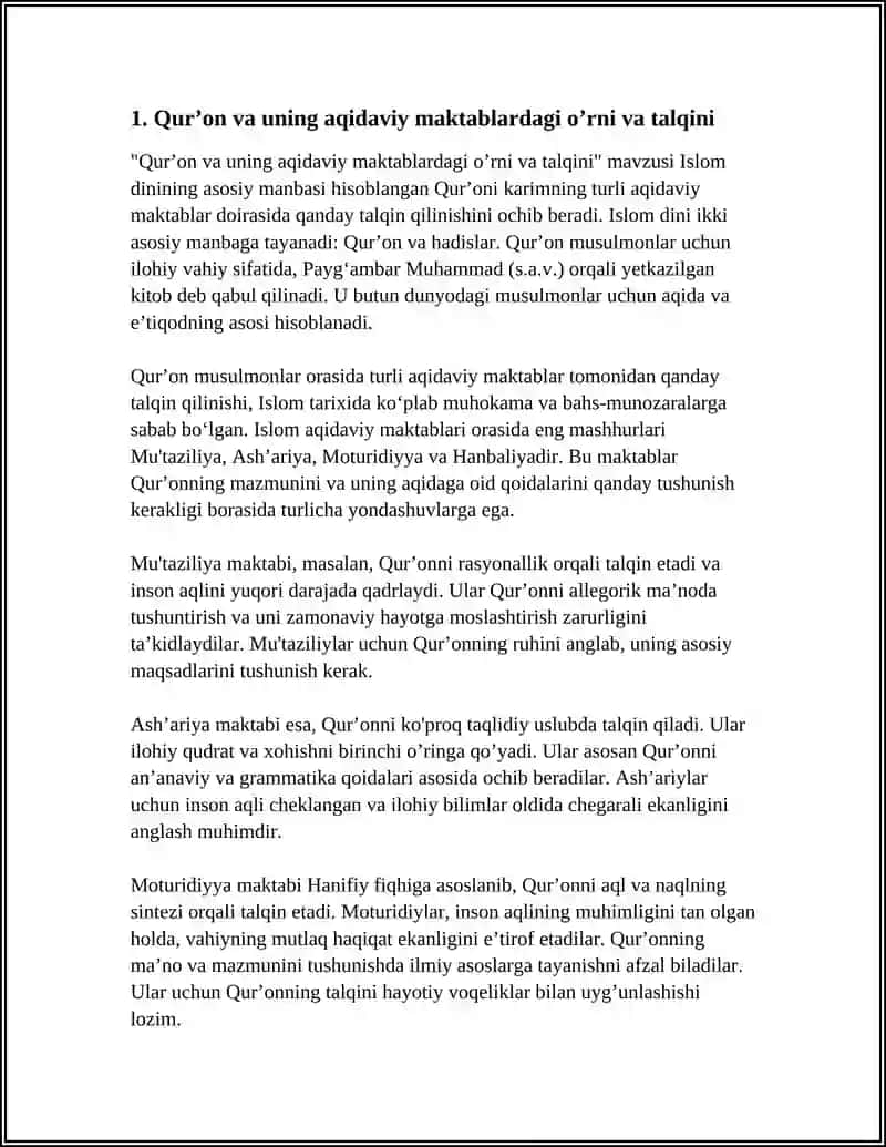 ISLOM DINI VA MANBAALARI AQIDAVIY MAKTABLARI VA ULARNING HOZIRGI DAVRDAGI AHAMIYATI 4