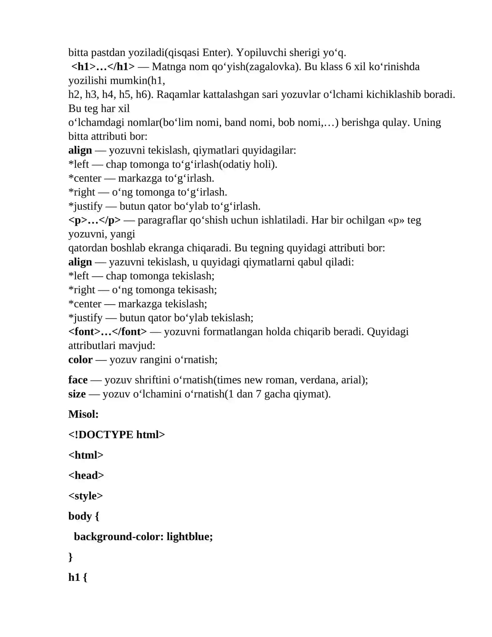 HTML hujjat tuzilishi 4