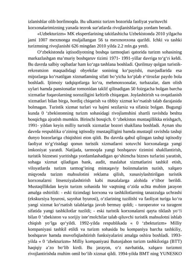 O'zbekistonda turizm rivojlantirish va uning istiqbollari 4