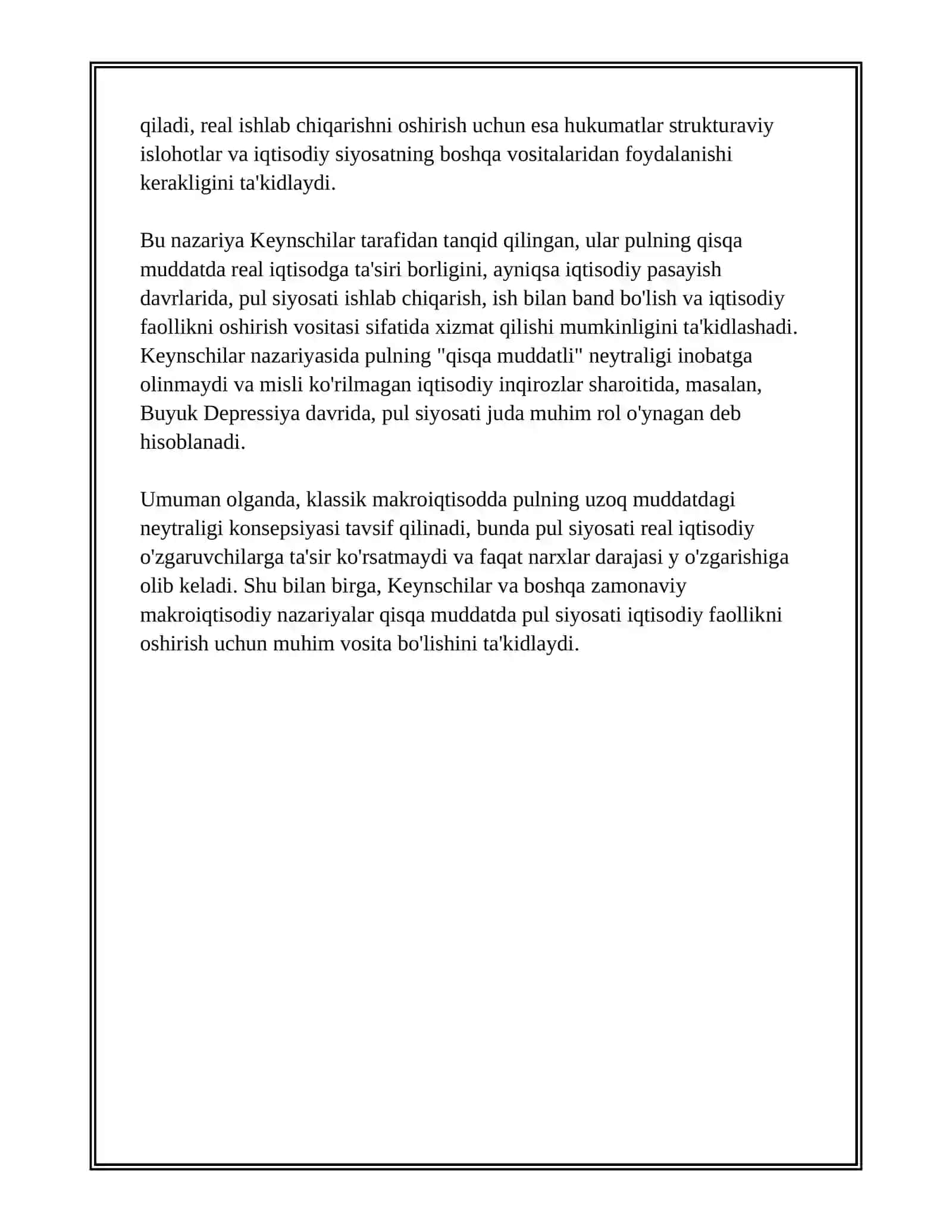 KLASSIK VA KEYNSCHI QARASHLARDA MONETAR SIYOSAT 4