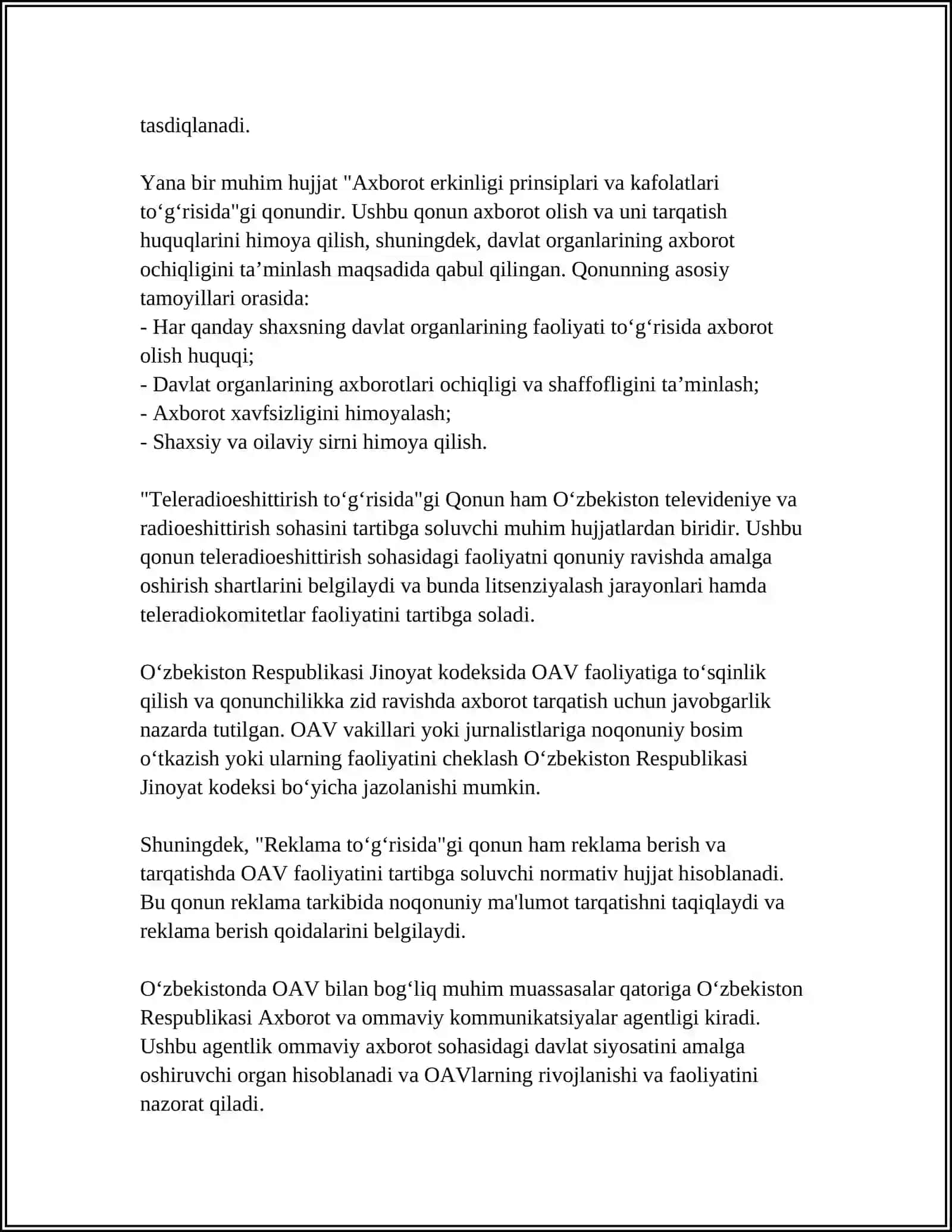 OMMAVIY AXBOROT VOSITALARINING KONSTITUTSIVAVIY ASOSLARI 4