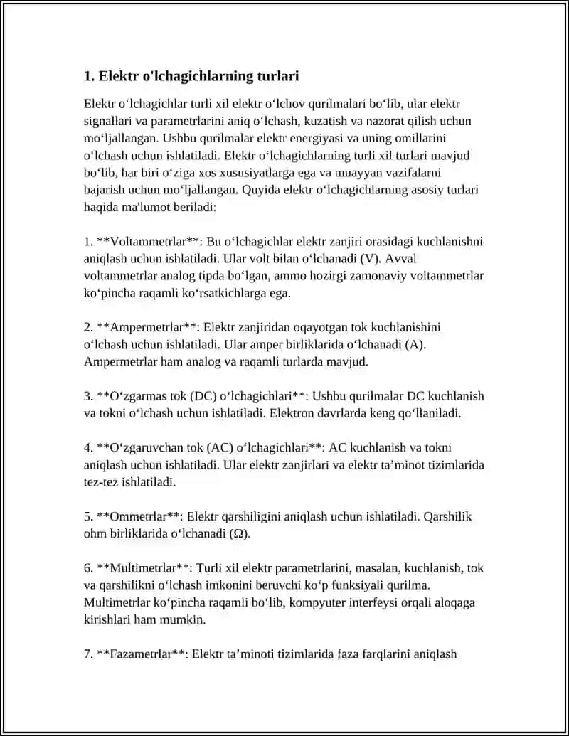ELEKTR SATH ÕLCHAGICHLAR 4