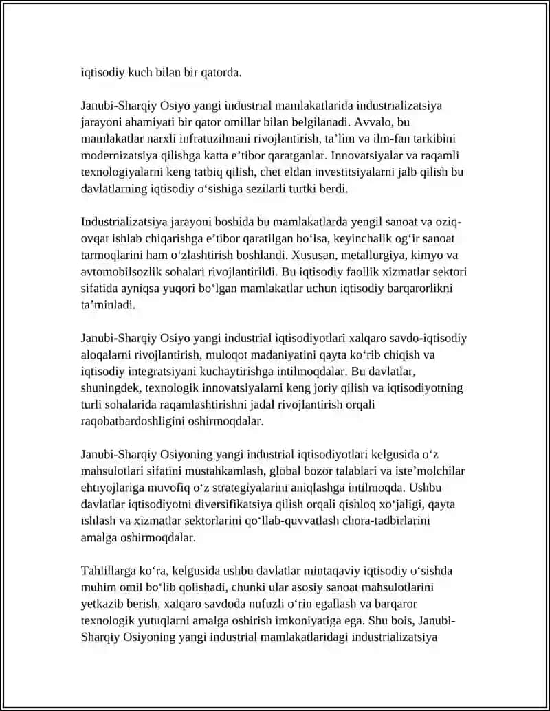 Janubi-Sharqiy Osiyoda yangi industrial mamlakatlarda iqtisodiy rivojlanish 4